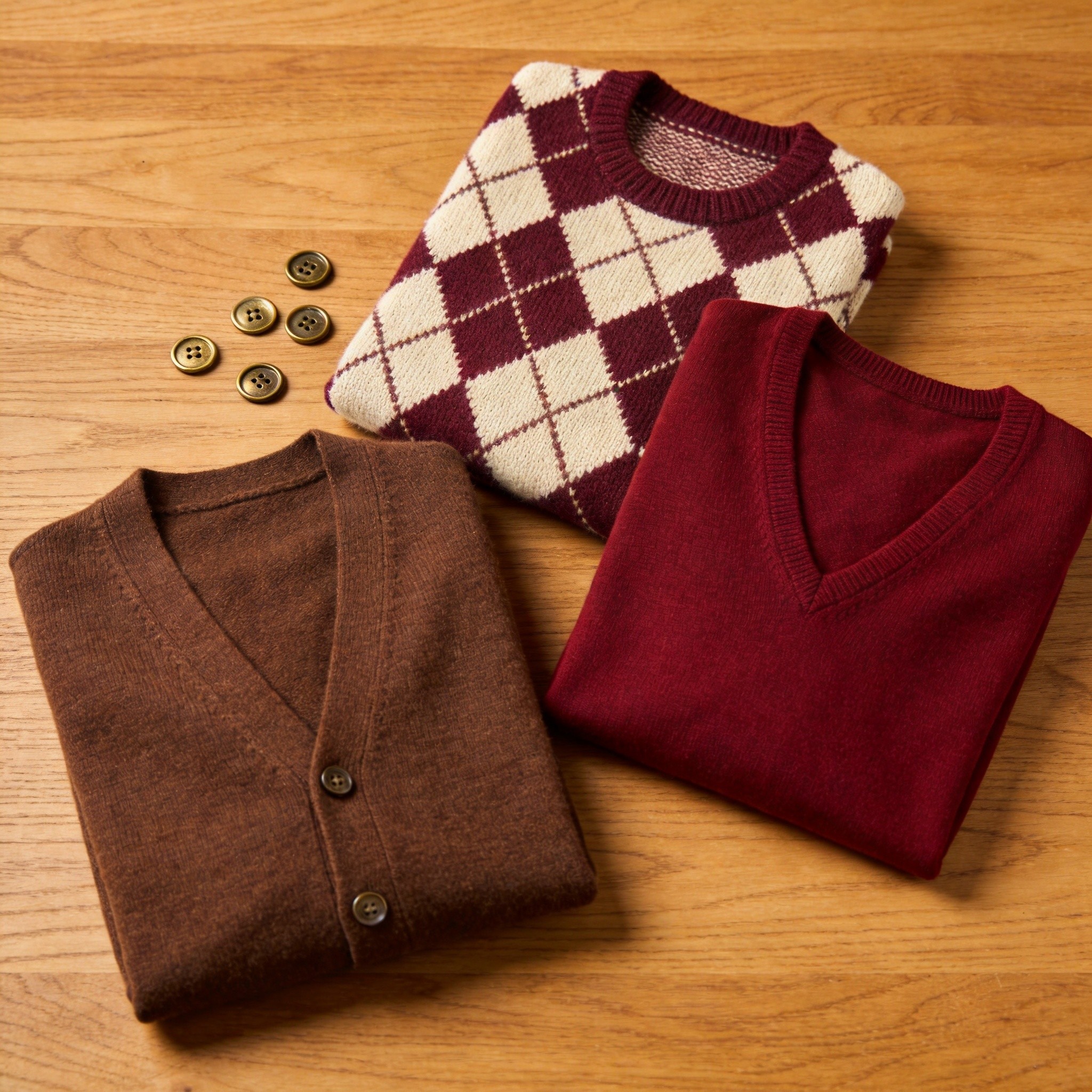 V-neck argyle knitwear preppy revival cardigan pullover FW2026 B2B sourcing guide